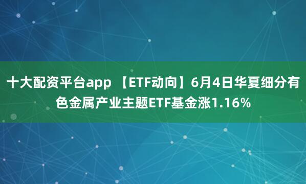 十大配资平台app 【ETF动向】6月4日华夏细分有色金属产业主题ETF基金涨1.16%